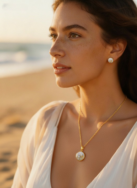 Handgemachter Schmuck mit Anhänger im minimalistischen Design von Bella Estella Design